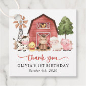 Farm Animals, Cute Animals, Barn, First Birthday Bedankjes Labels (Voorkant)