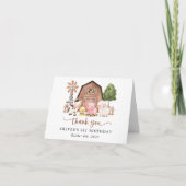 Farm Animals, Cute Animals, Barn, First Birthday Bedankkaart (Voorkant)