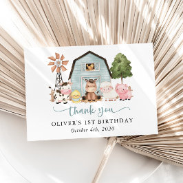 Farm Animals, Cute Animals, Barn, First Birthday Bedankkaart
