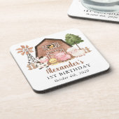 Farm Animals, Cute Animals, Barn, First Birthday Bier Onderzetter (Linkerzijde)