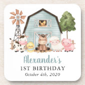 Farm Animals, Cute Animals, Barn, First Birthday Bier Onderzetter (Voorkant)