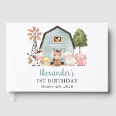 Farm Animals, Cute Animals, Barn, First Birthday Gastenboek (Voorkant)