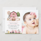 Farm Animals, Cute Animals, Barn, First Birthday Kaart (Voorkant)