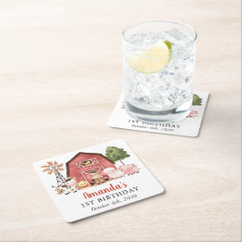 Farm Animals, Cute Animals, Barn, First Birthday Kartonnen Onderzetters