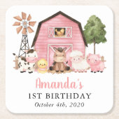 Farm Animals, Cute Animals, Barn, First Birthday Kartonnen Onderzetters (Voorkant)