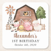 Farm Animals, Cute Animals, Barn, First Birthday Kartonnen Onderzetters (Voorkant)