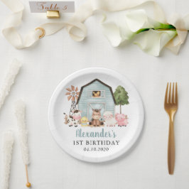 Farm Animals, Cute Animals, Barn, First Birthday Papieren Bordje