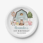 Farm Animals, Cute Animals, Barn, First Birthday Papieren Bordje (Voorkant)