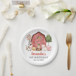Farm Animals, Cute Animals, Barn, First Birthday Papieren Bordje