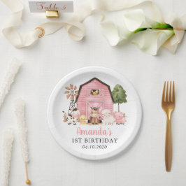 Farm Animals, Cute Animals, Barn, First Birthday Papieren Bordje