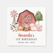 Farm Animals, Cute Animals, Barn, First Birthday Servet (Voorkant)