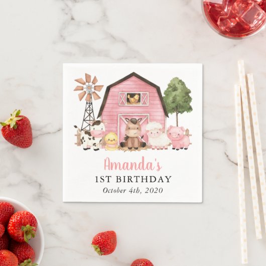 Farm Animals, Cute Animals, Barn, First Birthday Servet (Insitu)