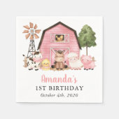 Farm Animals, Cute Animals, Barn, First Birthday Servet (Voorkant)
