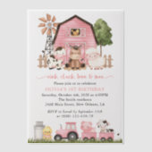 Farm Animals, Cute Animals, Barn, First Birthday Vellum Uitnodigingen (Voorkant)