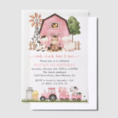 Farm Animals, Cute Animals, Barn, First Birthday Vellum Uitnodigingen (Offset)