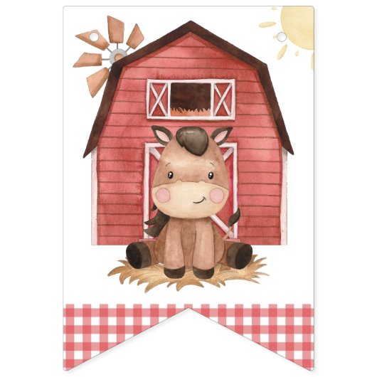 Farm Animals, Cute Animals, Barn, First Birthday Vlaggetjes (Eerste vlag)