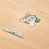 Farm Animals, Cute Animals, Blue Barn, Baby Shower Acryl Uitnodigingen (Laagn)