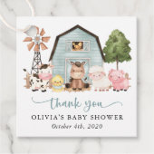 Farm Animals, Cute Animals, Blue Barn, Baby Shower Bedankjes Labels (Voorkant)