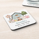 Farm Animals, Cute Animals, Blue Barn, Baby Shower Bier Onderzetter (Linkerzijde)