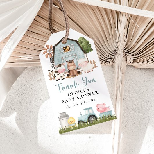 Farm Animals, Cute Animals, Blue Barn, Baby Shower Cadeaulabel