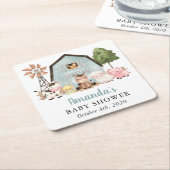 Farm Animals, Cute Animals, Blue Barn, Baby Shower Kartonnen Onderzetters (Schuin)