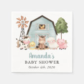 Farm Animals, Cute Animals, Blue Barn, Baby Shower Servet (Voorkant)