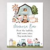 Farm Animals, Cute Animals, Blue Barn, Momosa Bar Poster (Voorkant)