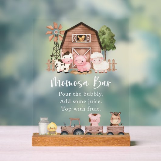 Farm Animals, Cute Animals, Brown Barn, Momosa Bar Acryl Bord (Neutraal)