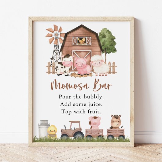 Farm Animals, Cute Animals, Brown Barn, Momosa Bar Poster