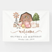 Farm Animals, Cute Animals, First Birthday Welcome Spandoek (Horizontaal)