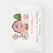 Farm Animals, Cute Animals, First Birthday Welcome Spandoek (Verticaal)