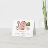 Farm Animals, Cute Animals, Pink Barn, Baby Shower Bedankkaart (Voorkant)