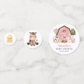 Farm Animals, Cute Animals, Pink Barn, Baby Shower Confetti (Voorkanten)
