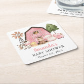 Farm Animals, Cute Animals, Pink Barn, Baby Shower Kartonnen Onderzetters (Schuin)