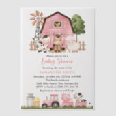 Farm Animals, Cute Animals, Pink Barn, Baby Shower Vellum Uitnodigingen (Voorkant)