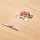 Farm Animals, Cute Animals, Red Barn, Baby Shower Acryl Uitnodigingen (Laagn)