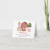 Farm Animals, Cute Animals, Red Barn, Baby Shower Bedankkaart (Voorkant)
