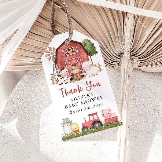 Farm Animals, Cute Animals, Red Barn, Baby Shower Cadeaulabel