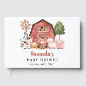 Farm Animals, Cute Animals, Red Barn, Baby Shower Gastenboek (Voorkant)