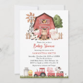 Farm Animals, Cute Animals, Red Barn, Baby Shower Kaart (Voorkant)