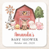 Farm Animals, Cute Animals, Red Barn, Baby Shower Kartonnen Onderzetters (Voorkant)