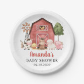 Farm Animals, Cute Animals, Red Barn, Baby Shower Papieren Bordje (Voorkant)