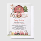 Farm Animals, Cute Animals, Red Barn, Baby Shower Vellum Uitnodigingen (Offset)
