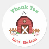 Farm Animals Cute Birthday Hartelijk dank - GLS Ronde Sticker (Voorkant)