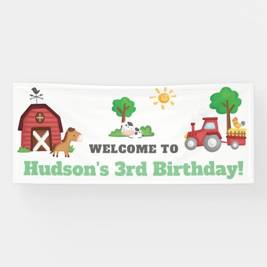 Farm Animals Cute Birthday Party - GLS Spandoek (Horizontaal)