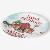 Farm Animals Cute Red Barnyard Boerderij Ballon Papieren Bordje (Gekanteld)