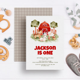 Farm Animals Cute Waterverf Boy 1st Birthday Kaart