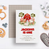 Farm Animals Cute Waterverf Boy 1st Birthday Kaart