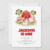 Farm Animals Cute Waterverf Boy 1st Birthday Kaart (Voorkant)