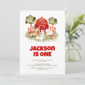 Farm Animals Cute Waterverf Boy 1st Birthday Kaart (Staand voorkant)